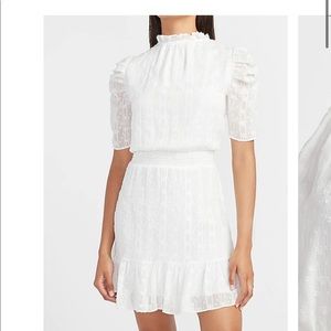 Metallic Textured Dot Puff sleeve dress